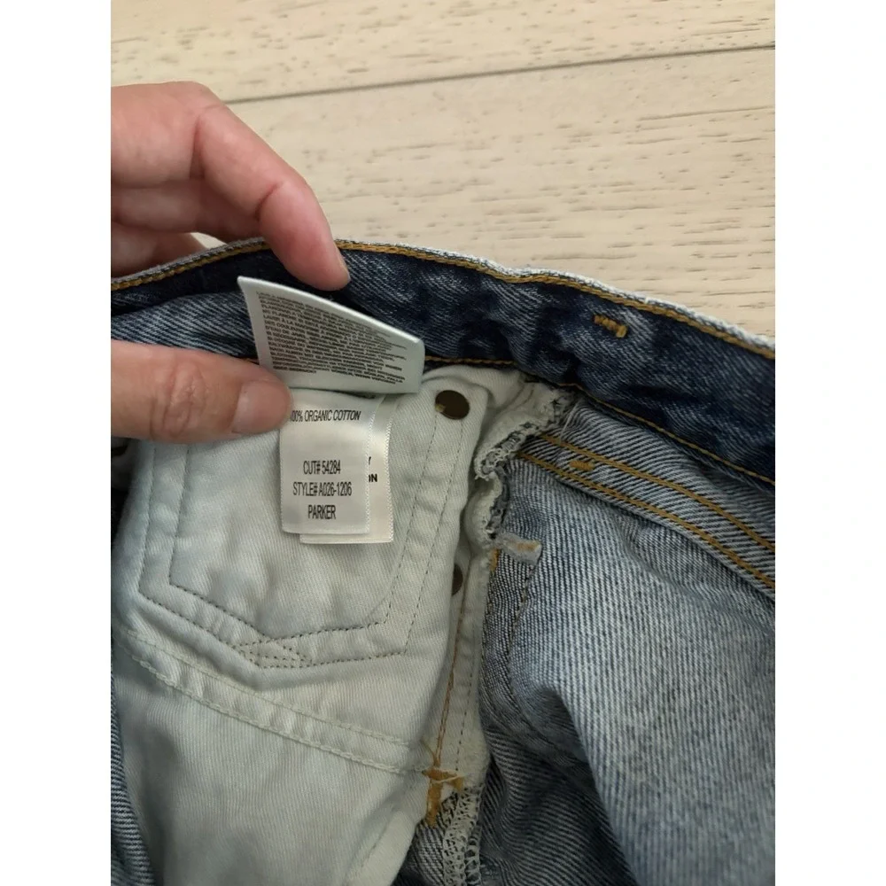 AGOLDE Parker High Waist Distressed Denim Cut Off Shorts Med Wash Blue Size 27